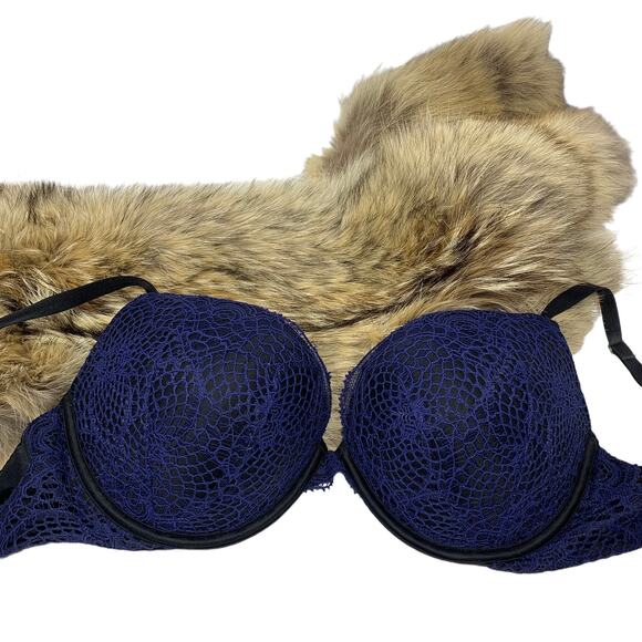 Victoria's Secret Very Sexy Push Up Bra 32DDD Blue Floral Lace Sexy Coquette - Picture 2 of 9